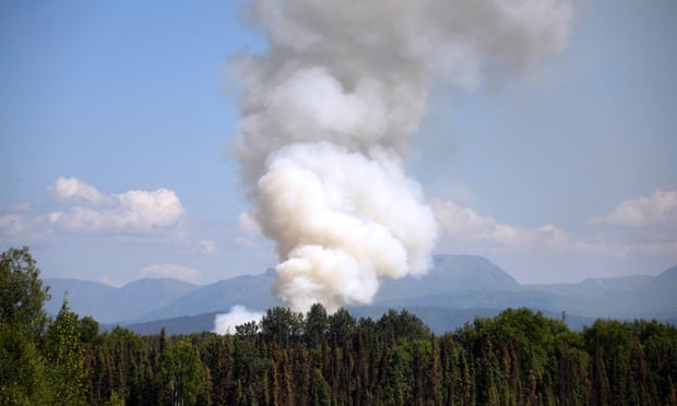 Smoke rises from a wildfire south of Talkeetna, Alaska, in 2019