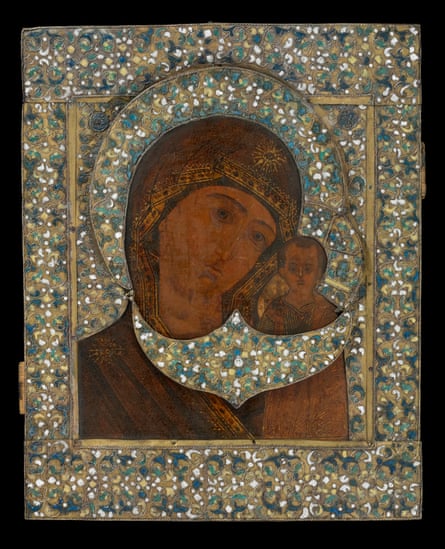 Painted Icon of the Mother of God Kazanskaya, 17th century (19th century restoration), Russia.
