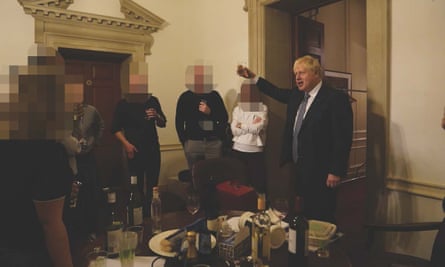Boris Johnson at a leaving party in Downing Street in November 2020.