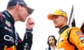 Lando Norris chats with Max Verstappen