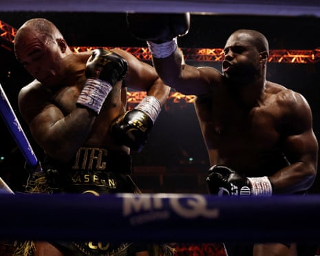 Daniel Dubois lands a blow on Fabio Wardley at the O2 Arena.