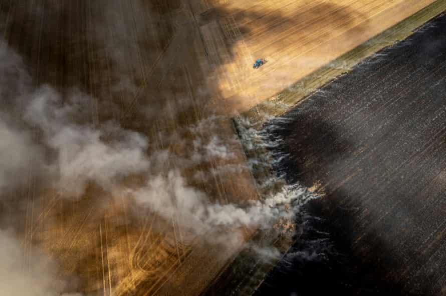 Controlled burning on a farm in Denmark in August 2021.