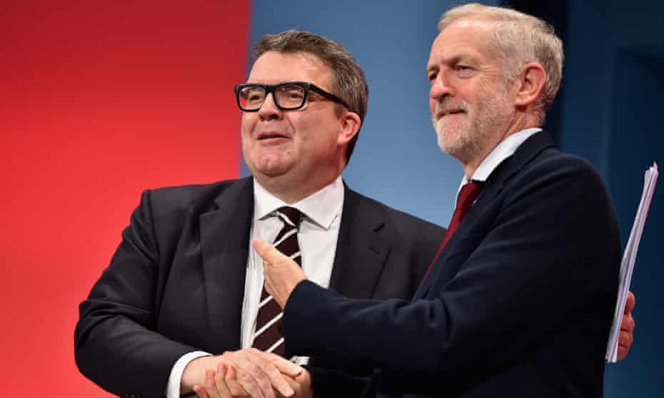 Jeremy Corbyn congratulates Tom Watson after his closing conference speech