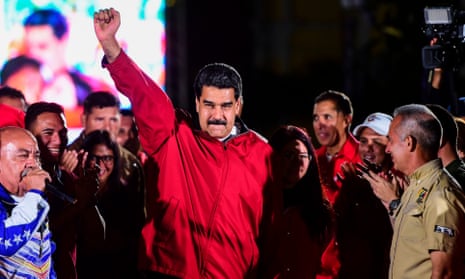 Nicolás Maduro celebrates the results of the controversial vote in Caracas