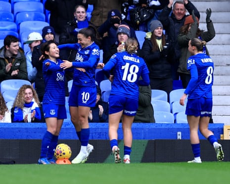 Hayashi of Everton celebrates.