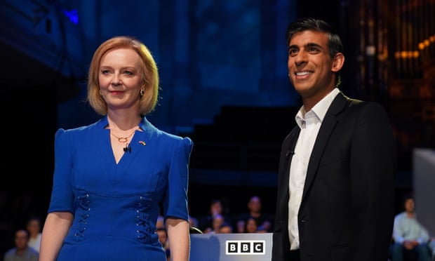 Liz Truss and Rishi Sunak before the BBC debate on Monday