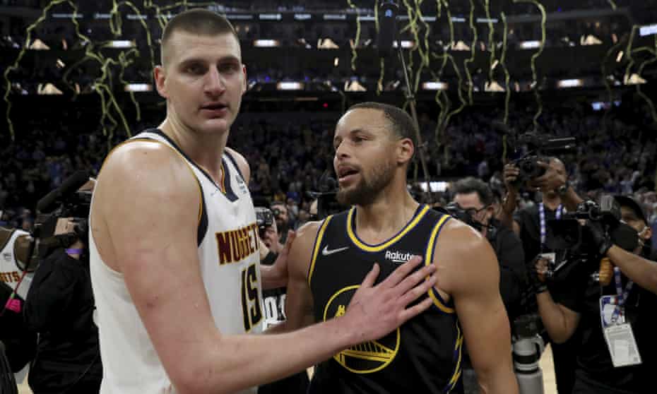 Nikola Jokic left with Stephen Curry, who won the MVP award two years in succession in 2015 and 2016
