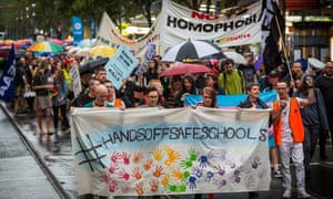 Protesters in support of the Safe Schools program take to the streets of Melbourne
