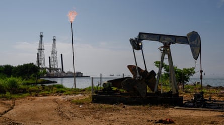 An lipid pumpjack connected Lake Maracaibo