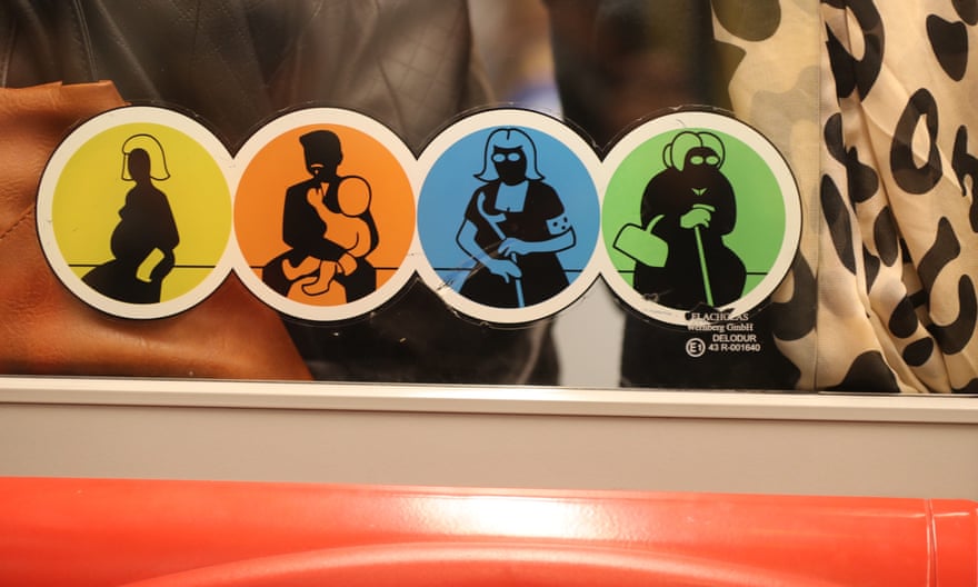 Signs on the city’s U-bahn intended to raise awareness of vulnerable passengers represent men and women equally.