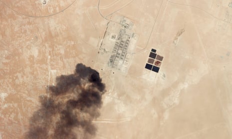 This satellite overview shows damage to oil and gas infrastructure from drone attacks at Haradh Gas Plant on 14 September 2019 in Saudi Arabia.