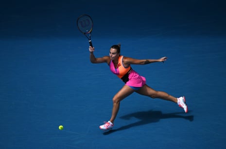 Aryna Sabalenka in action against Zhuoxuan Bai.