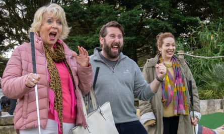 Alison Steadman in the sitcom Here We Go, with Jim Howick and Katherine Parkinson.