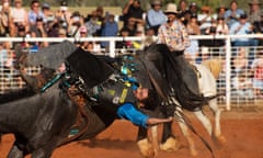 Lance Bedford from Halls Creek competing in the Alice Springs Rodeo, Northern Territory, Australia-1