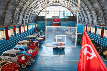 A museum of Soviet-era cars at the Luhansk base of the Night Wolves Russian biker gang