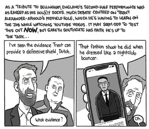 David Squires cartoon panel on Trent Alexander-Arnold, panel 3