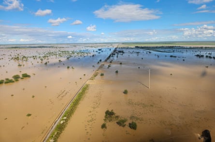 Flooding in Maxwelton, just west of Richmond, on the Flinders highway.