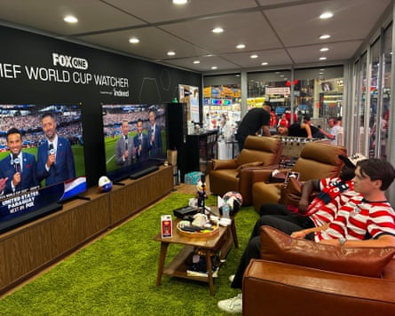 Kevin Kotoko and Austin Franklin watching World Cup matches in Times Square