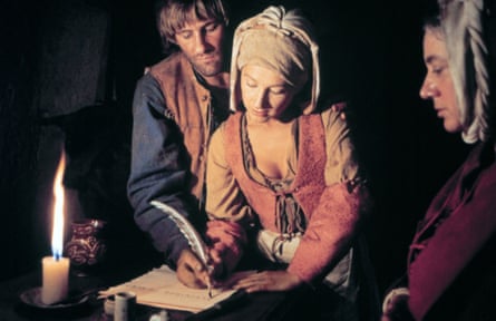 Baye, centre, with Gérard Depardieu in The Return of Martin Guerre.