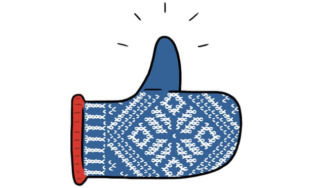 Scandi-knit mitten thumbs-up... digested read illustration