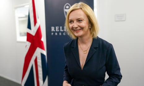 Conservative leadership candidate Liz Truss visiting an engineering company in Huddersfield, Yorkshire, 8 August 2022