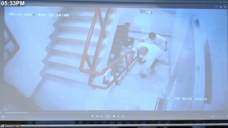 CCTV footage shows law enforcement agents chasing dela Rosa up the stairs inside the senate building