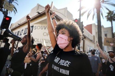 Black Lives Matter protesters march in Los Angeles, California.