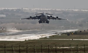 A US Air Force plane at Incirlik airbase in southern Turkey.