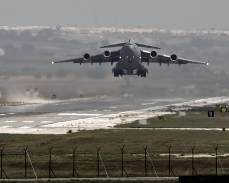 File shot of a US air force plane taking off from the Incirlik airbase in southern Turkey