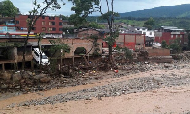 A picture provided by the Colombian army shows some of the damage caused by the landslide in Mocoa. Photograph: Colombian army/EPA