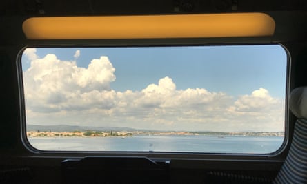 View of the coast near Sète, from the Avignon train.