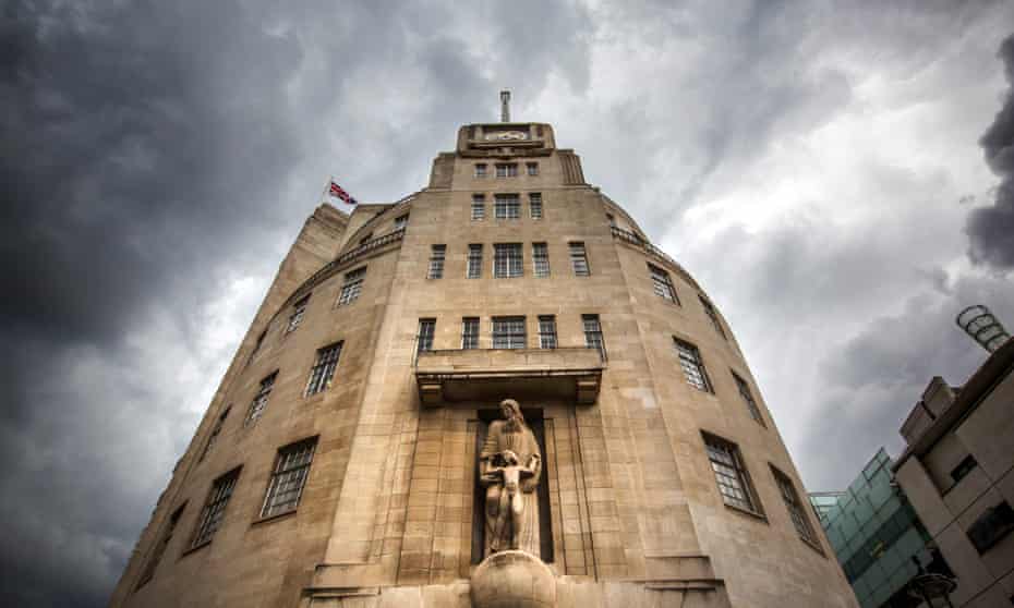 The facade of Broadcasting House in central London