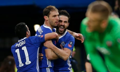Chelsea’s Branislav Ivanovic celebrates scoring their third goal.