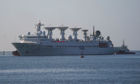 Chinese navy vessel Yuan Wang 5 arrives at Hambantota International port in Hambantota, Sri Lanka, 16 August, 2022.