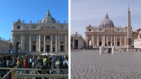 St Peter's Square before and after Italy's coronavirus lockdown – video 