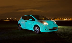 A Nissan Leaf photographed in Blackheath, London, England.