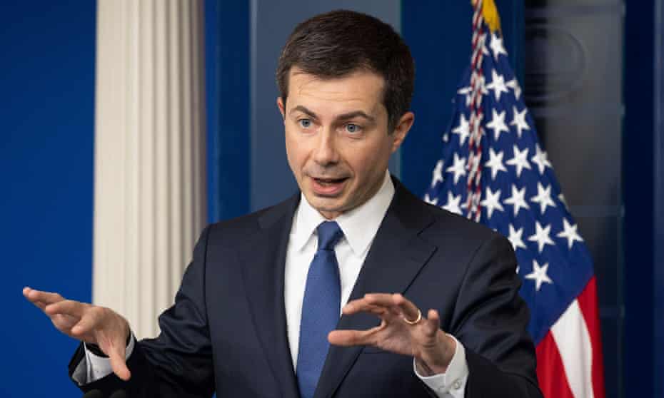 Pete Buttigieg at the White House on Tuesday. The US is one of the few countries in the world without mandatory paid maternal or paternal leave.