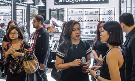 Visitors of a product launching event initiated by Studio Makeup in Grand Indonesia.
