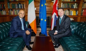 Irish finance minister Paschal Donohoe (right) with Sajid Javid in Farmleigh House, Dublin.