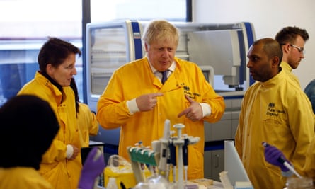 Boris Johnson visited a Public Health England laboratory in Colindale, north London, on Sunday