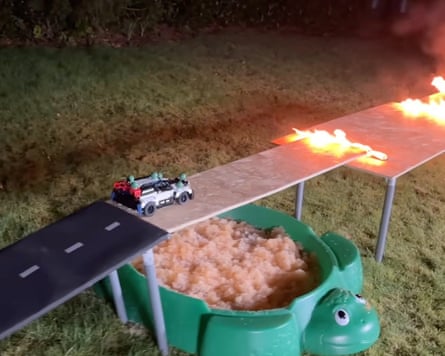 Fiery … an obstacle course built by Burton.