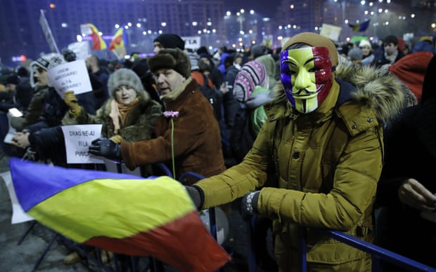 Romanians protest against pardon ordinance adopted by the government in Bucharest.