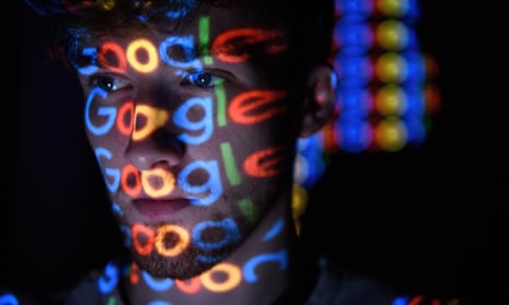 Cyber Security Concerns In The Global Wake of Hacking Threat<br>LONDON, ENGLAND - AUGUST 09: In this photo illustration, The Google logo is projected onto a man on August 09, 2017 in London, England. Founded in 1995 by Sergey Brin and Larry Page, Google now makes hundreds of products used by billions of people across the globe, from YouTube and Android to Smartbox and Google Search. (Photo by Leon Neal/Getty Images)