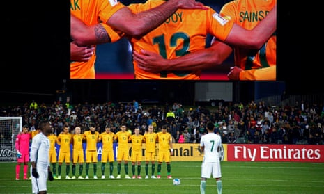 The Australia team observe a minute’s silence for victims of the London Bridge attack while only one Saudi Arabia player takes part