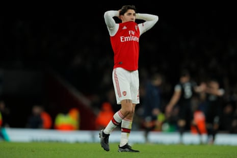 A dejected Hector Bellerín at the end of the match.