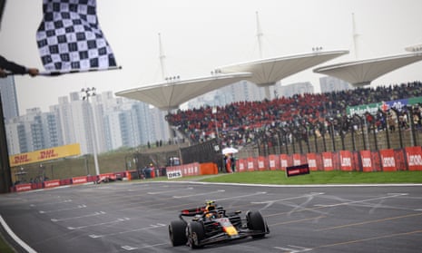 Max Verstappen crosses the line for a comfortable win in Shanghai