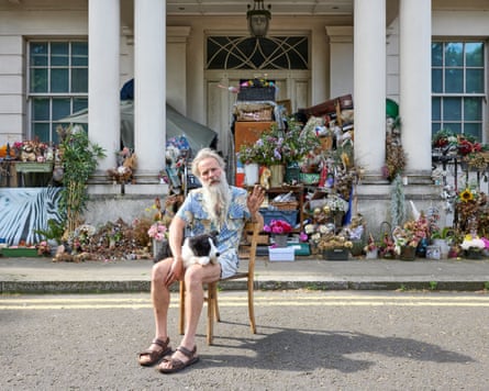 Anders Fernstedt, who lives in the porch of 2-8 Rutland Gate, Kensington, London.
