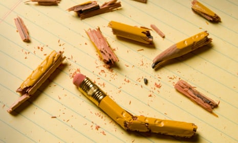 Broken pencils symbolising writer's block