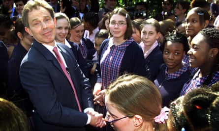 Tony Blair launched his bid for a second term in power, during a speech at St Saviour’s and St Olave’s school in south London on 8 May 2001.