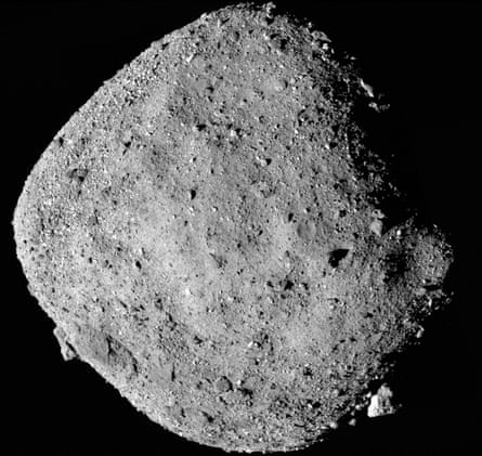 An photograph of Bennu composed of 12 separate images collected on 2 December 2019 by the Osiris-Rex spacecraft.